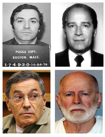 Clockwise from top left: Stephen &quot;The Rifleman&quot; Flemmi, in 1974 from the Boston Police Department; James &quot;Whitey&quot; Bulger, in 1984 from the FBI; Bulger, in a June 23, 2011 booking photo provided by the U.S. Marshals Service; Flemmi, on Sept. 22, 2008, as he testified in a Miami court in the murder trial of former FBI agent John Connolly. (AP) 