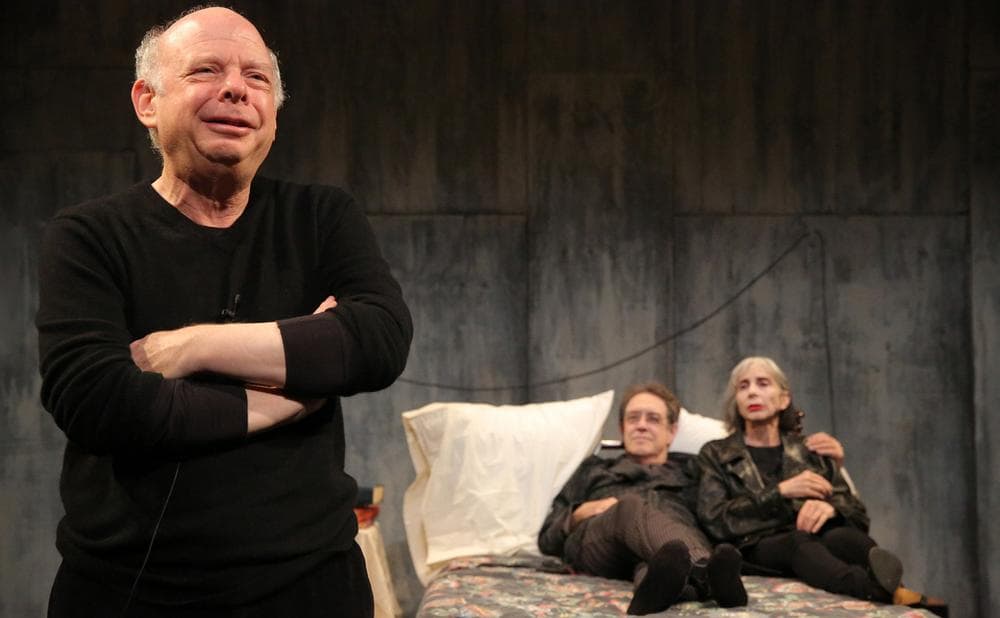 From left: Wallace Shawn, Larry Pine and Deborah Eisenberg make up the cast of The Designated Mourner. Written by Shawn and directed by Andre Gregory, the Public Theater show is a product of one of the longest collaborations in the history of the American theater. (Joan Marcus/The Public Theater)