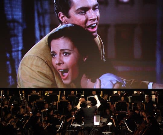 David Newman conducts the Boston Symphony Orchestra in sync with the film version of &quot;West Side Story.&quot; (Hilary Scott)