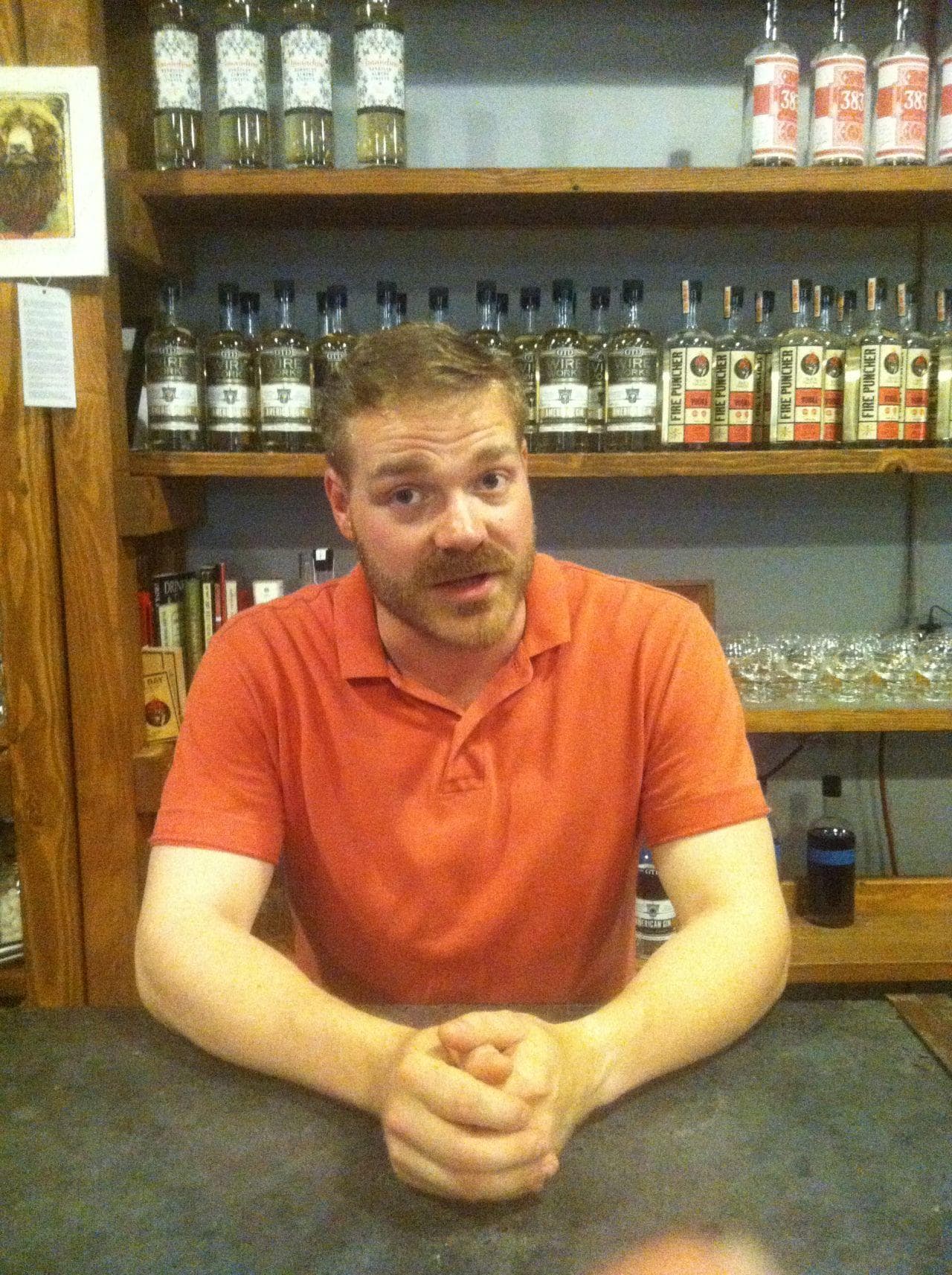 Lonnie Newburn of GrandTen Distillery says there's no way he'd be operating in Southie if Whitey were still roaming the streets. (Curt Nickisch/WBUR)
