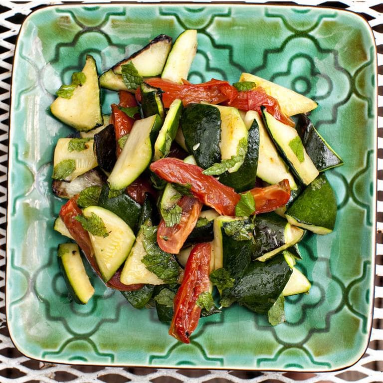Zucchini with Dried Tomatoes and Mint (WBUR/Jesse Costa)