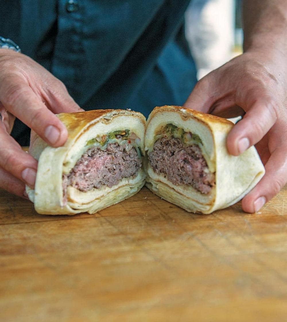 This burger wrapped in a tortilla is even better than it looks.