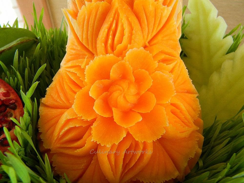 Butternut squash transformed by Ruben Arroco into an ornate flower. (Courtesy of Ruben Arroco)