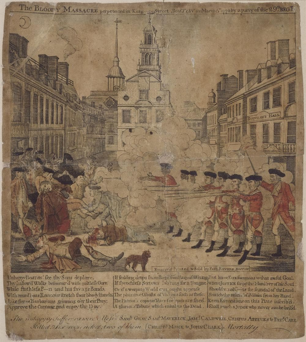 Paul Revere's 1770 engraving &quot;The Boston Massacre.&quot; (© Museum of Fine Arts, Boston)
