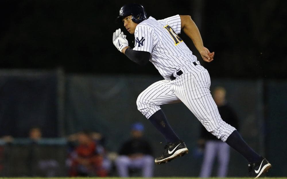 New York Yankees' Alex Rodriguez is pictured during a minor league baseball rehab start with the Trenton Thunder, Saturday, Aug. 3, 2013 in Trenton, N.J. (Rich Schultz/AP)