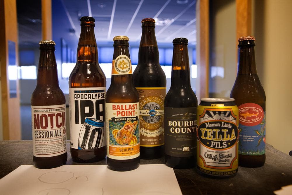 Our beer samples. (Jesse Costa/WBUR)