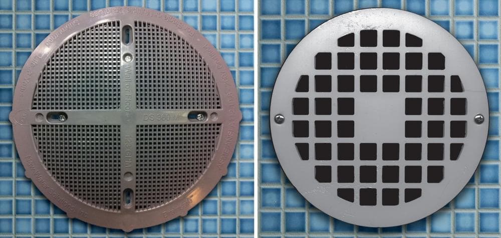 A safe drain cover, left, and a dangerous drain cover, right, according to Abbey's Hope Charitable Foundation. (Abbey's Hope)