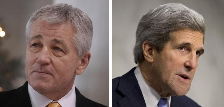 U.S. Defense Secretary Chuck Hagel, left, and U.S. Secretary of State John Kerry, right. (AP)