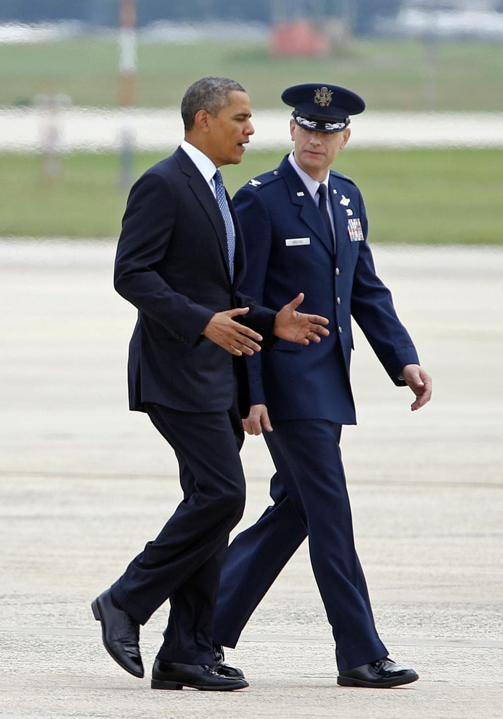 President Obama arrived at Andrews Air Force Base in Maryland on Saturday en route to Orlando, Florida, where the President and the first lady addressed injured veterans (Jose Luis Magana/AP)