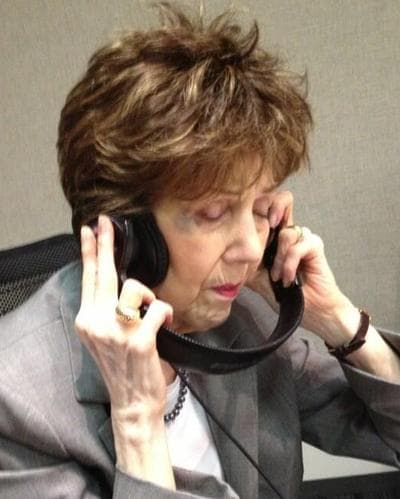 Scott Simon posted this photo of his mother, Patricia Lyons Simon Newman, with the following caption, &quot;My mother, enthralled as her son conducts interview at @WBEZ,&quot; May 21, 2013. (Twitter) 