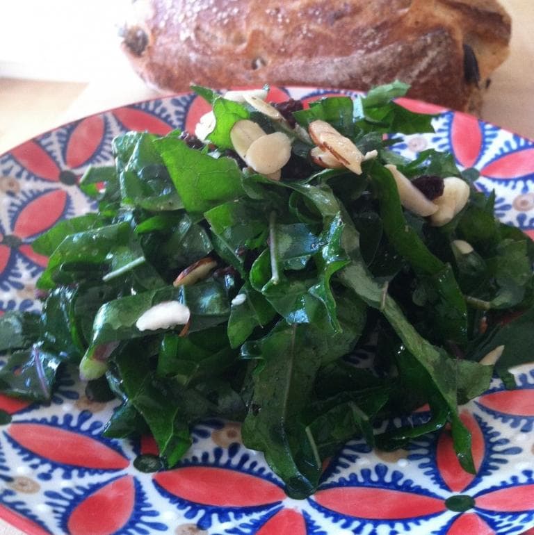 Kathy Gunst's Kale Salad. (Jesse Costa/Here &amp; Now)