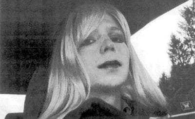 This undated photo provided by the U.S. Army shows Pfc. Bradley Manning wearing a wig and lipstick. (U.S. Army)