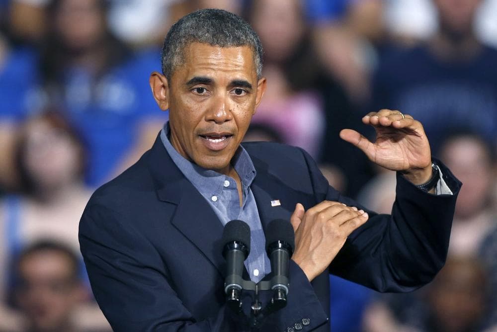 President Barack Obama gestures as he speaks at the University at Buffalo, the State University of New York, Thursday, Aug. 22, 2013 in Buffalo, N.Y., where he began his two day bus tour to speak about college financial aid. (Keith Srakocic/AP)
