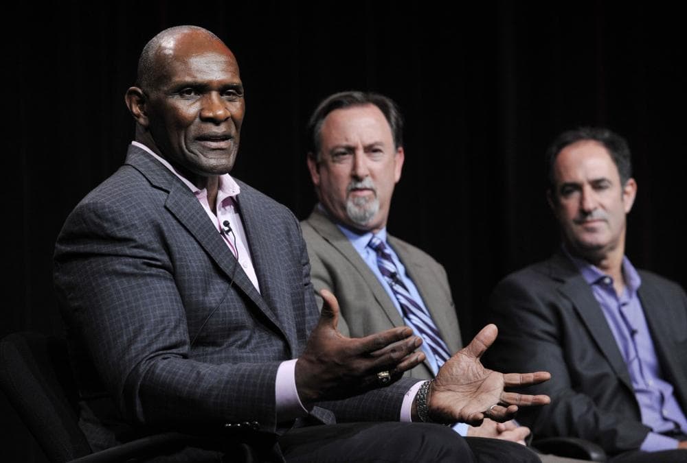 Former New York Giants linebacker Harry Carson, left, and investigative reporters Mark Fainaru-Wada, center, and Steve Fainaru takes part in a panel discussion on the Frontline documentary &quot;League of Denial: The NFL's Concussion Crisis,&quot; during the PBS Summer 2013 TCA press tour at the Beverly Hilton Hotel on Tuesday, Aug. 6, 2013 in Beverly Hills, Calif. (Photo by Chris Pizzello/Invision/AP)