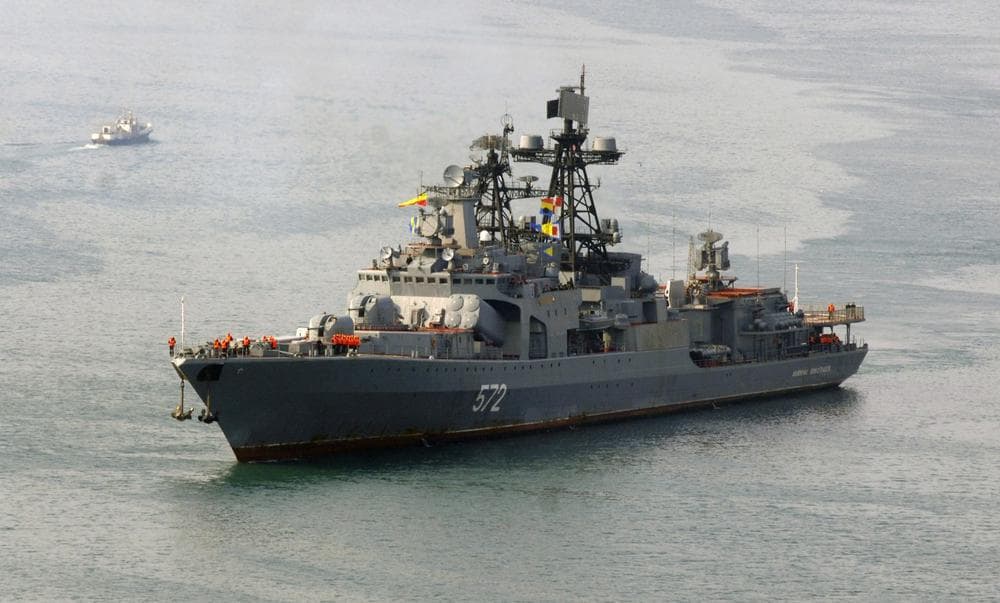 A Russian anti-submarine ship is pictured in Vladivostok, Russia, in April 2009. (AP)