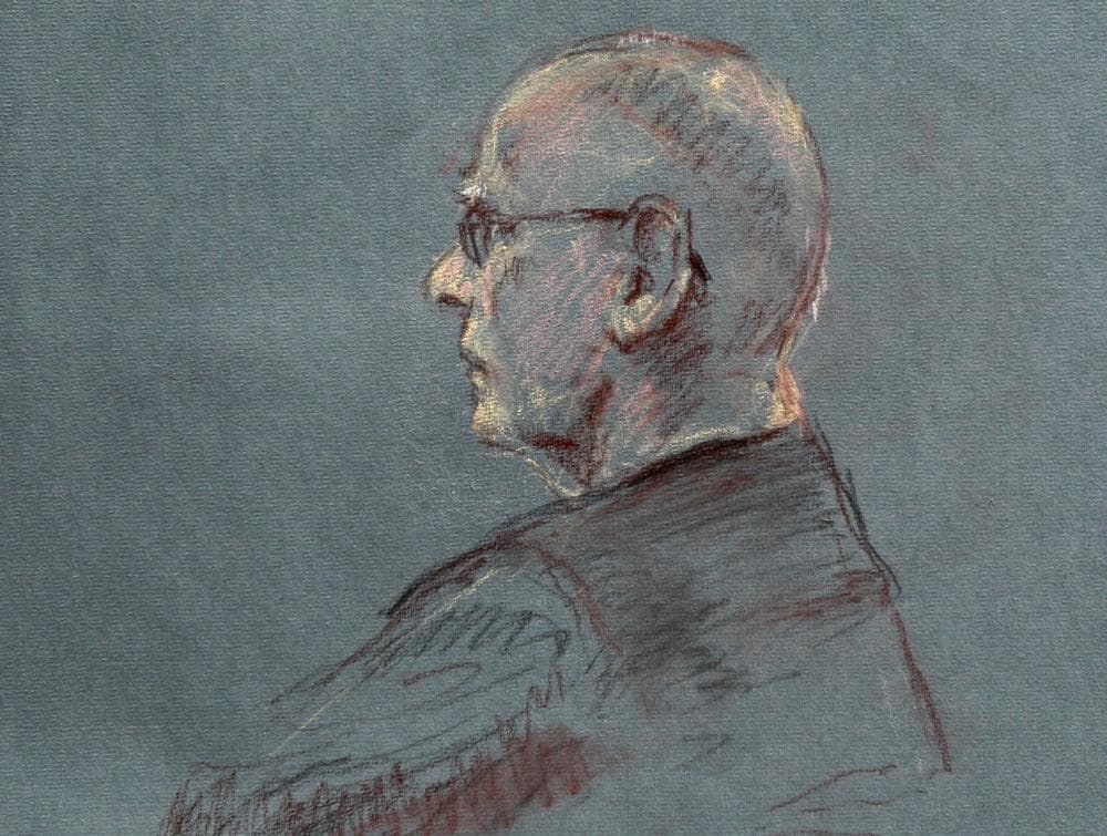 This courtroom sketch depicts James &quot;Whitey&quot; Bulger at the beginning of jury selection for his trial in U.S. District Court in Boston, Tuesday, June 4, 2013. (AP/Margaret Small)