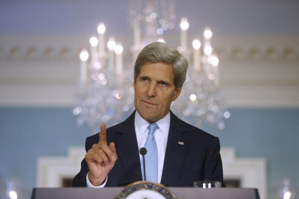 Secretary of State John Kerry makes a statement about Syria at the State Department in Washington, Friday, Aug. 30, 2013. Kerry said the U.S. knows, based on intelligence, that the Syrian regime carefully prepared for days to launch a chemical weapons attack. (AP Photo/Charles Dharapak)