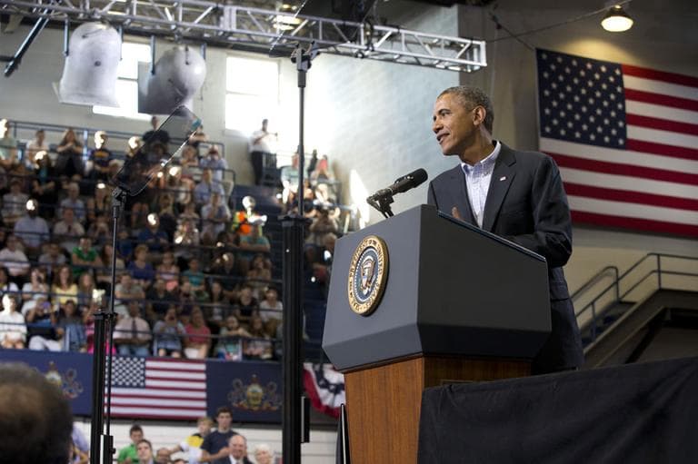 President Barack Obama speaks about college financial aid, at Lackawanna College in Scranton, Pa., Friday, Aug. 23, 2013 the last stop on his two-day bus tour of upstate New York and Pennsylvania. (AP)
