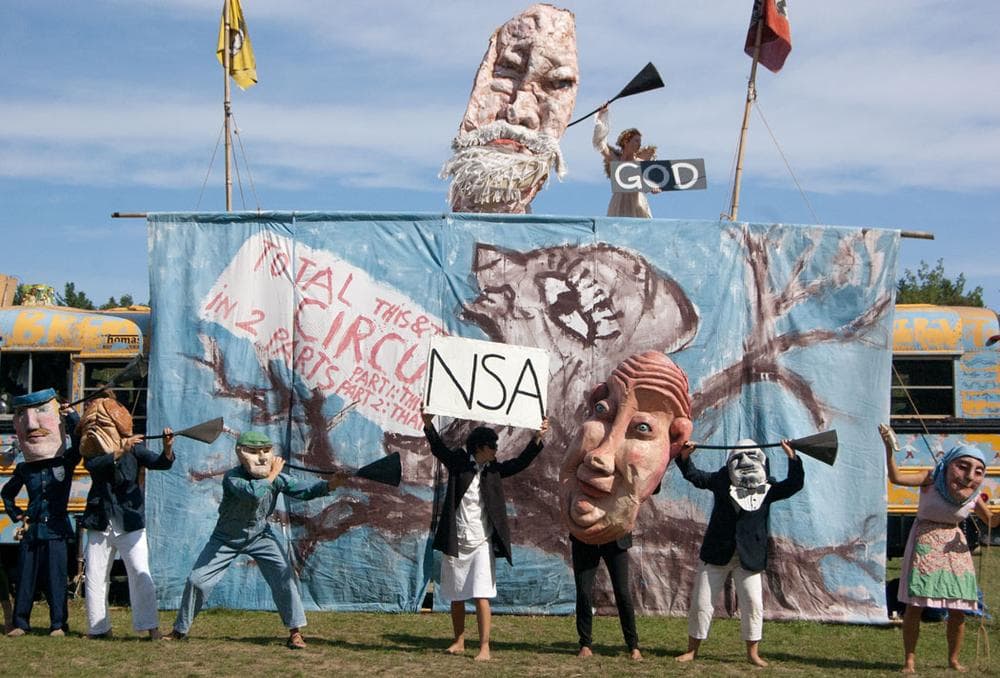 Everyone is listening to your phone calls, according to the Bread and Puppet circus. (Greg Cook)