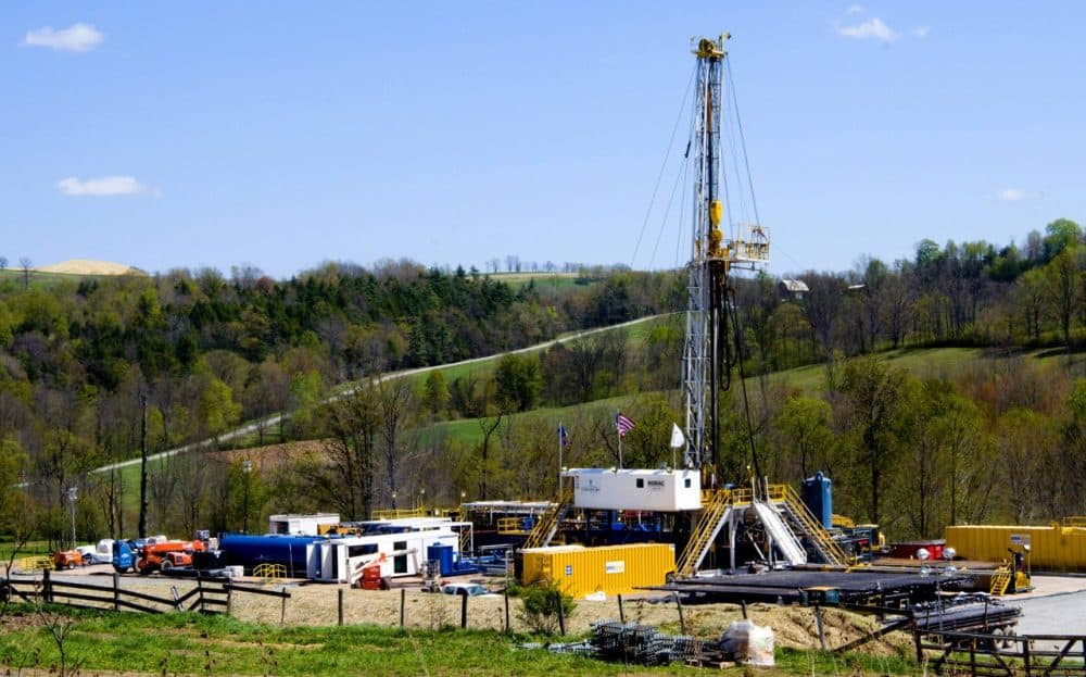 A Chesapeake Energy natural gas well site is seen near Burlington, Pa., April 23, 2010. (Ralph Wilson/AP)