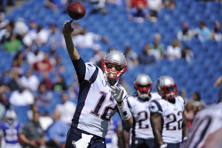 New England Patriots quarterback Tom Brady (12) throws a pass before an NFL football game against the Buffalo Bills Sunday, Sept. 8, 2013, in Orchard Park. (Gary Wiepert/AP)