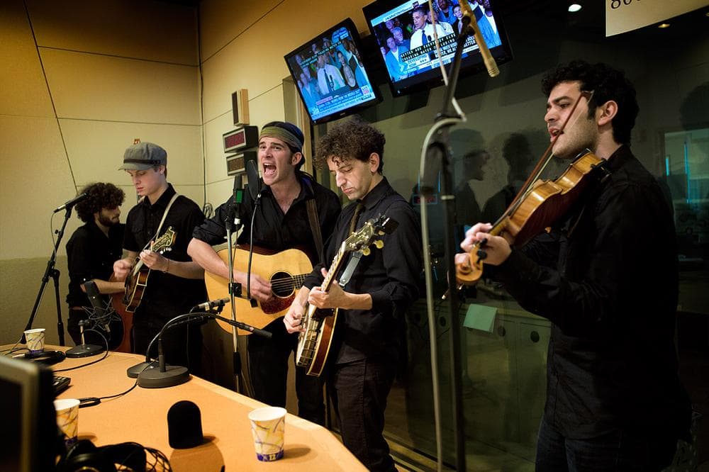 The Deadly Gentlemen in Radio Boston's studio. (WBUR/Jesse Costa)