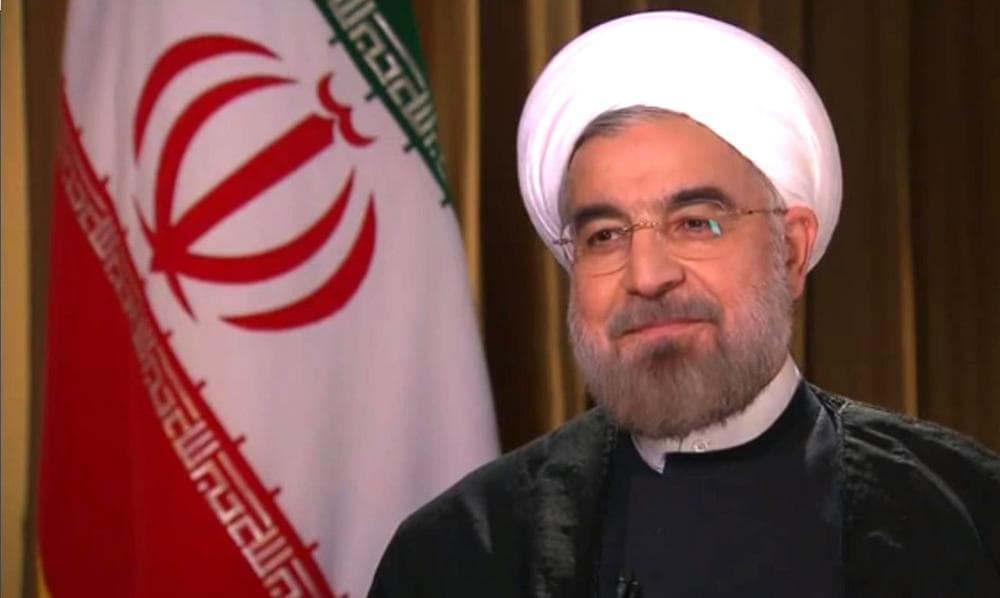 Iranian President Hassan Rouhani is pictured at his interview with CNN. (CNN screenshot)