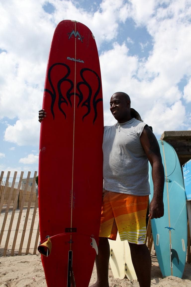Ralton Lewis, 46, has been surfing at the Rockaways since 2007. (Stephen Nessen/Only A Game)