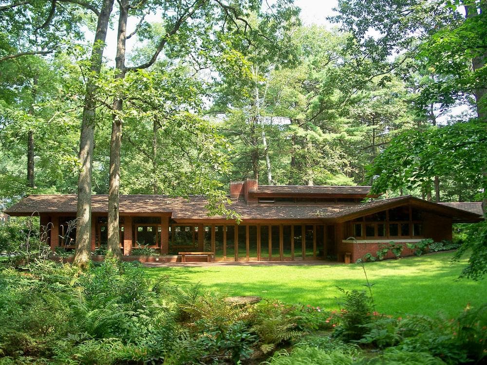 The Zimmerman House in Manchester, NH, designed by architect Frank Lloyd Wright in 1950. Author Howard Mansfield writes that Wright's architecture liberated its owners, Isadore and Lucille Zimmerman, to live a rich life. (photo by mmwm/Flickr)