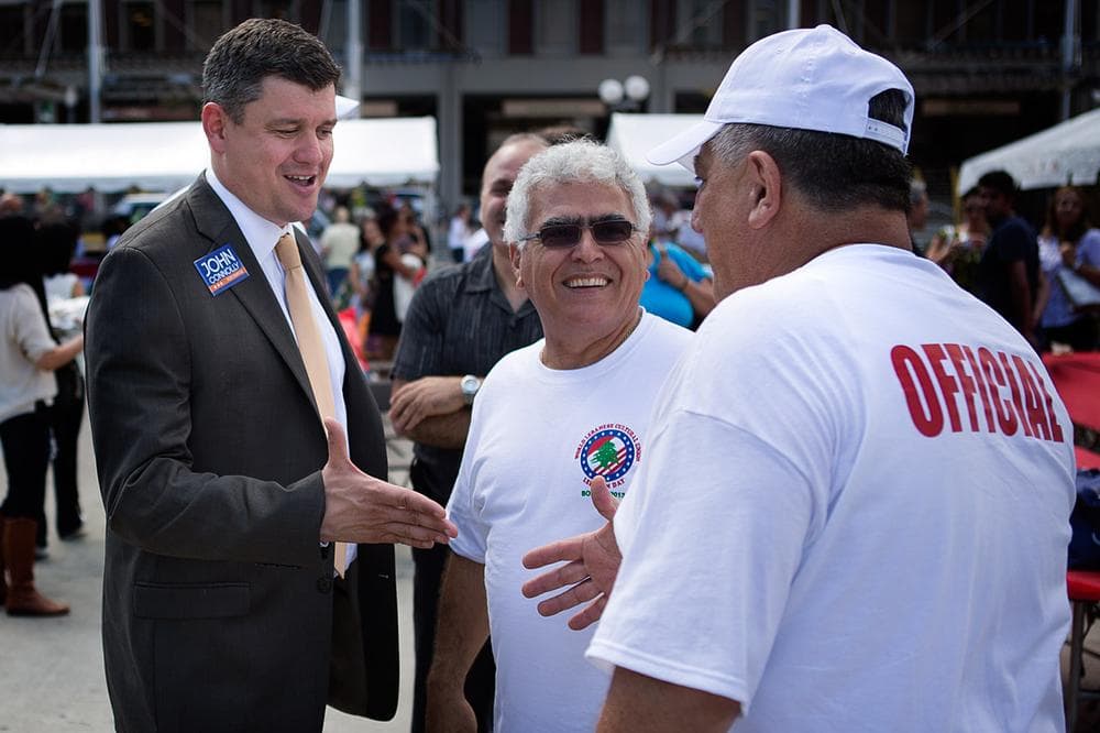 John Connolly, seen here canvassing earlier in the mayoral race (Jesse Costa/WBUR)