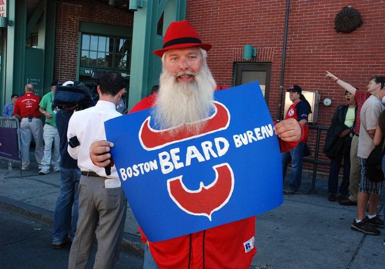 Brian Roy of Waltham, Mass. was just one member of the Boston Beard Bureau in attendance at Fenway Park’s Beard Night. (Nate Goldman/WBUR)