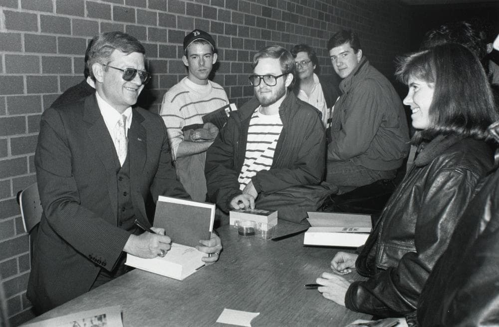 Tom Clancy pictured at Boston College in 1989. (Wikimedia)