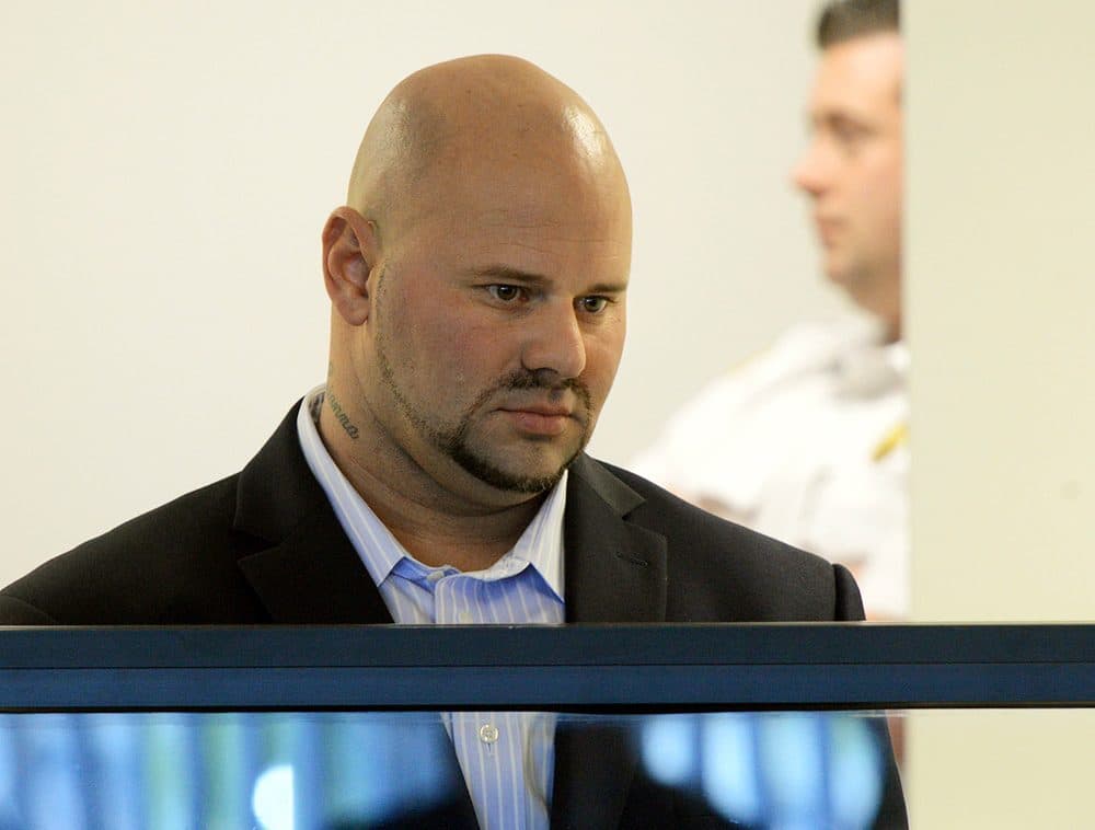 Jared Remy, during his arraignment on murder and assault charges in the death of his girlfriend, Jennifer Martel. (Ted Fitzgerald/Boston Herald/AP, Pool)