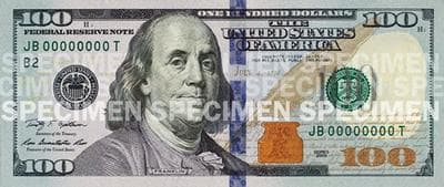 The new $100 bill has additional security features, and goes into circulation today. (newmoney.gov)