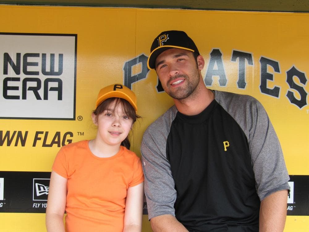 Haley Smilow with Pittsburgh Pirates outfielder and first baseman Garrett Jones. (Courtesy of Marc Smilow)
