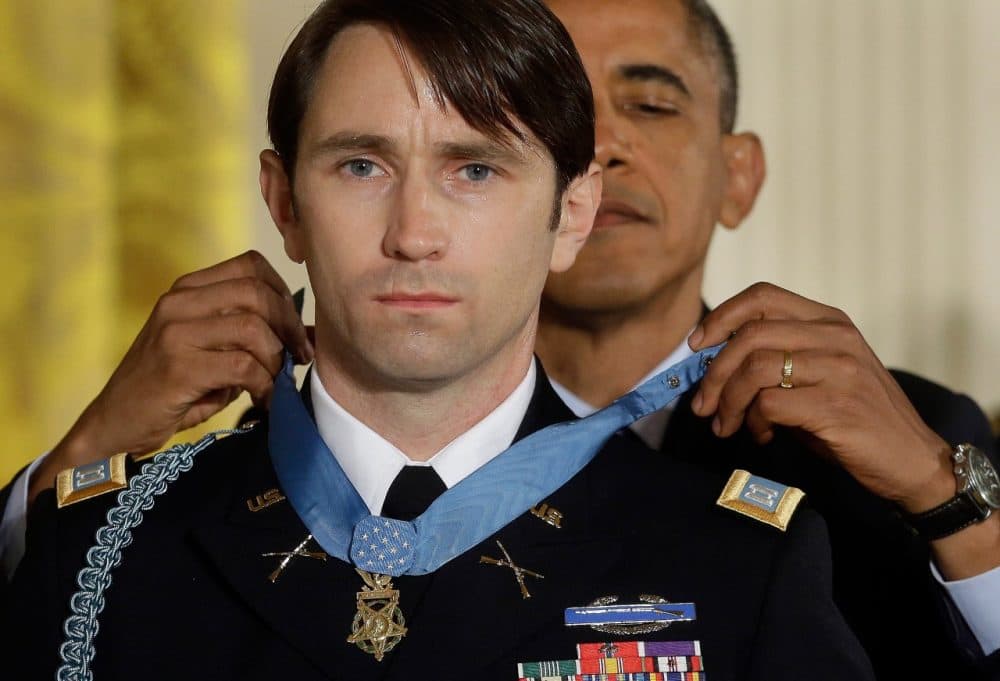 President Barack Obama awards the Medal of Honor to retired Army Captain William D. Swenson on Wednesday. (AP/Pablo Martinez Monsivais)