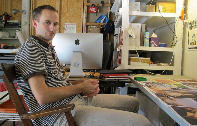Ethan Murrow in his South End studio. (Andrea Shea/WBUR)