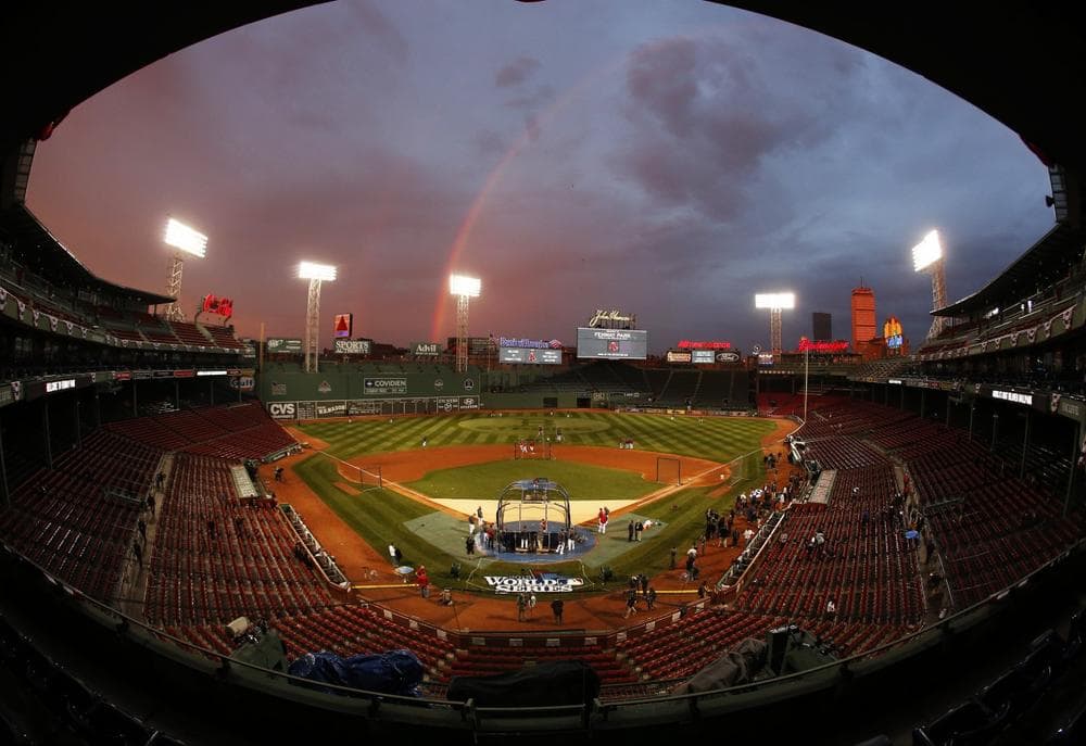A rainbow appeared over Fenway Park on Tuesday, but some of baseball's biggest stars will soon be on the field when Boston hosts St. Louis for Games 1 and 2 of the 2013 World Series. (Elise Amendola/AP)