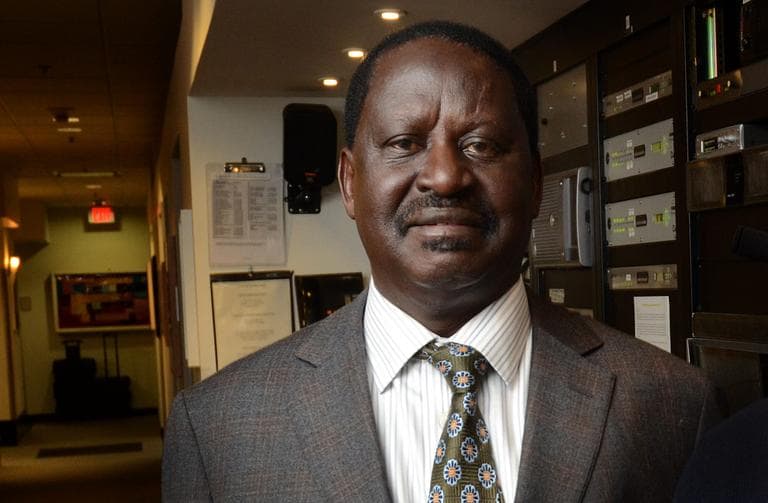 Raila Odinga, former prime minister of Kenya, at Here &amp; Now studios. (Robin Lubbock/Here &amp; Now)