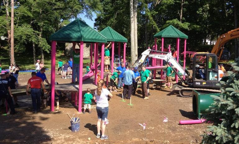 A playground dedicated to Newtown victim Victoria Soto is pictured  under construction in June 2013, in Stratford, Conn. (The Sandy Ground: Where Angels Play/Facebook)