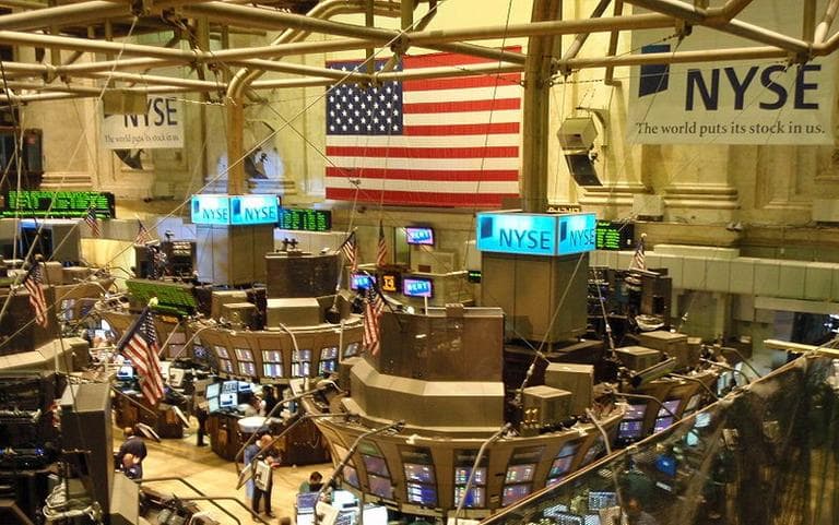 A view from the Member's Gallery inside the New York Stock Exchange in August 2008. (Wikimedia Commons)