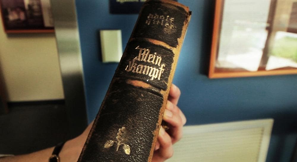 This copy of Mein Kampf was displayed upside down out of disrespect in the Boston-area Mandell household for decades. (Matthew White)