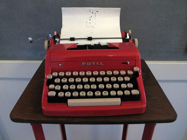 Grub Street's blood-red typewriter is the writing center's ode to Poe. (Grub Street)