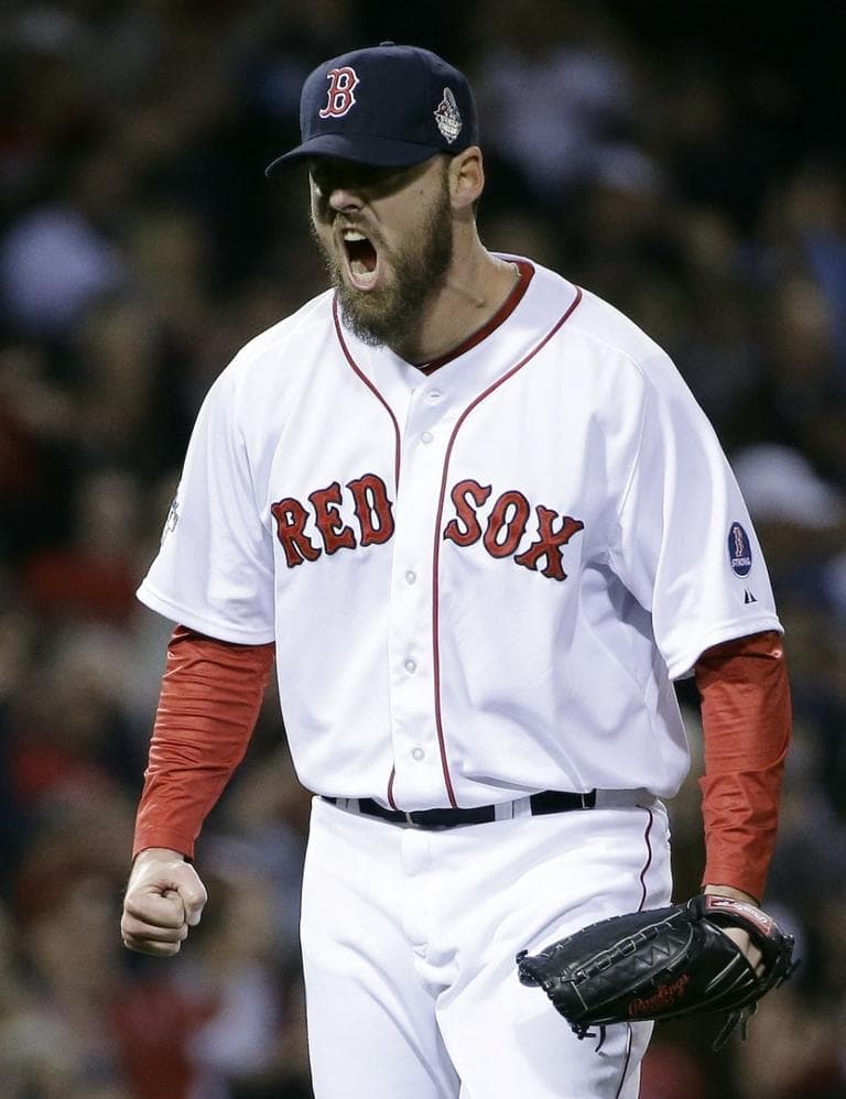 Red Sox pitcher John Lackey after he struck out Jon Jay Wednesday night. (David J. Phillip/AP)