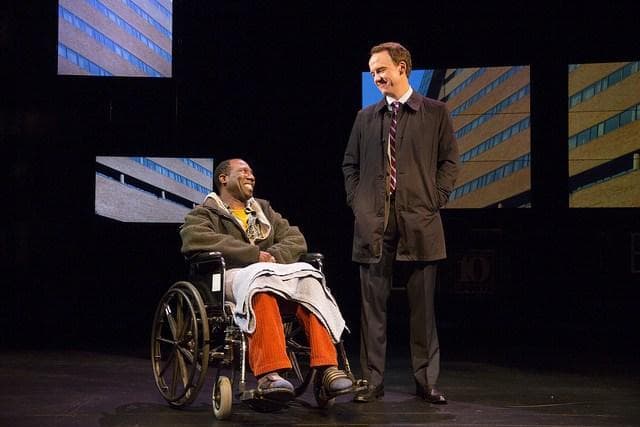 Russell G. Jones as Joseph Andango shares his thoughts with Duff. (T. Charles Erickson)