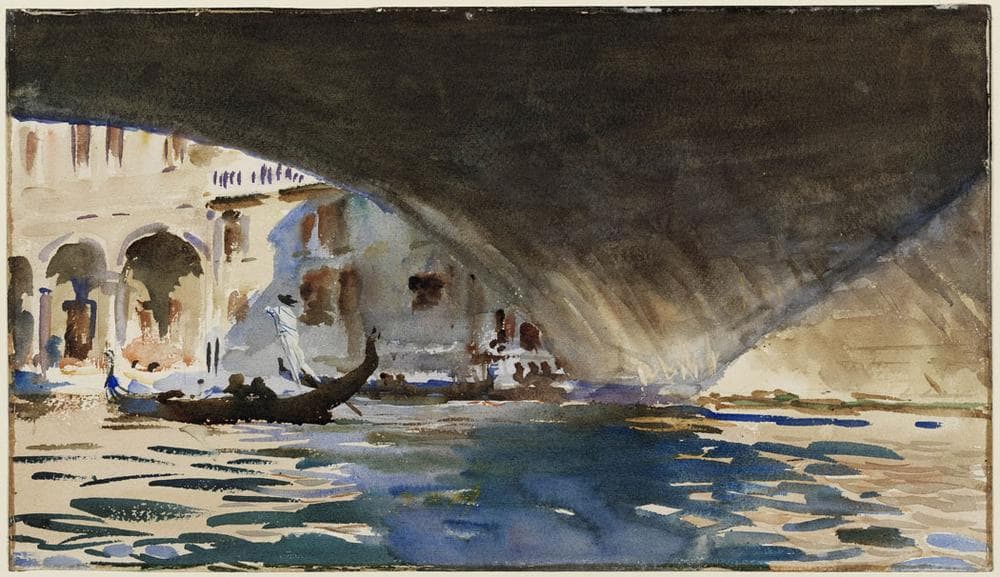 John Singer Sargent's 1909 watercolor &quot;Venice: Under the Rialto Bridge.&quot; (Courtesy Museum of Fine Arts, Boston)