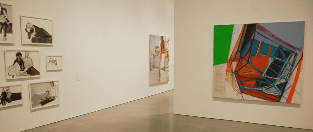 At the ICA (from left), Amy Sillman's 2006 and 2007 drawings of couples and paintings &quot;The Plumbing,&quot; 2006, and &quot;P &amp; H,&quot; 2007. (Greg Cook)