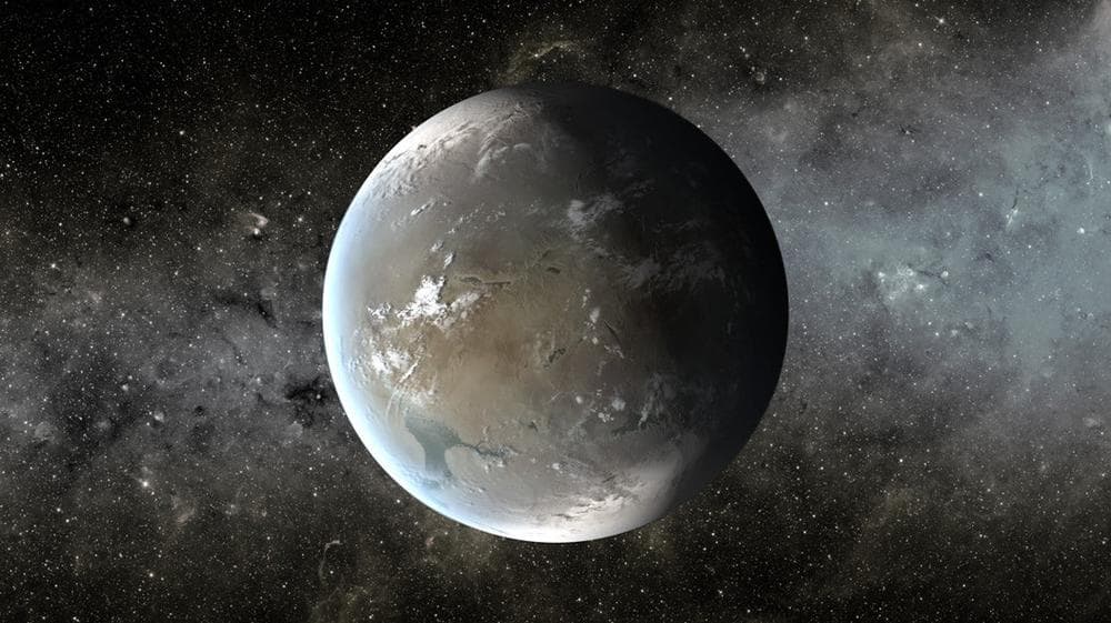 An artist's illustration of Kepler-62f, a planet in the &quot;habitable zone&quot; of a star that is slightly smaller and cooler than ours. (NASA/JPL-Caltech/T. Pyle)