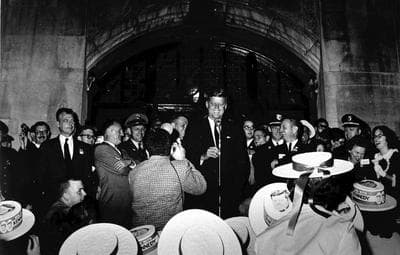 At 2 a.m. on Oct. 14, 1960 Kennedy delivers a campaign speech about his vision for the Peace Corps at the University of Michigan Union. (University of Michigan/Flickr)