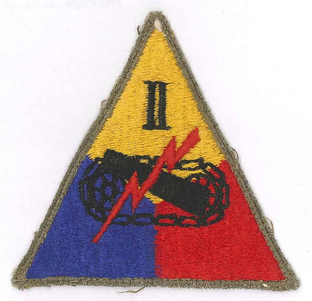 Alex Ashlock isn't sure of the meaning of this patch, which belonged to his father. Some say it's for the 2nd Armored Division, but he's not sure.